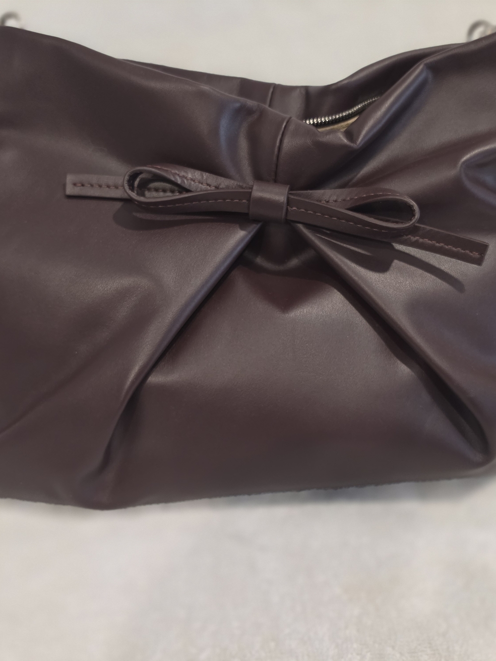 Reformation Chocolate Bow-Detail Shoulder Bag